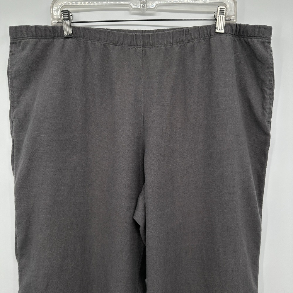 J Jill 100% Linen Wide Leg Crop Capri Pants XL Gray Quiet Luxury Minimalist Core - Picture 2 of 9